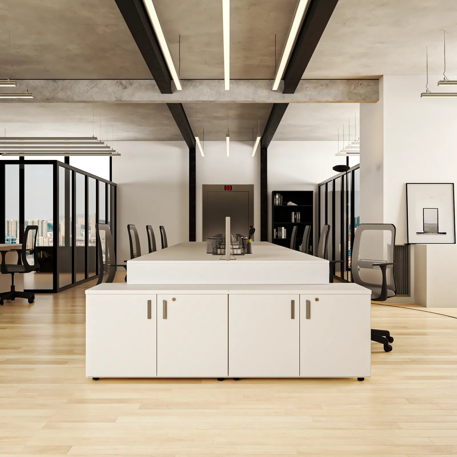 Piani Doble con Credenza - Blanco 1